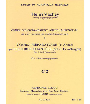 Vachey Henri - 40 Lectures Chantees C2 (preparatoire)cle De Sol & Fa Melangees - Sans Accompagnement
