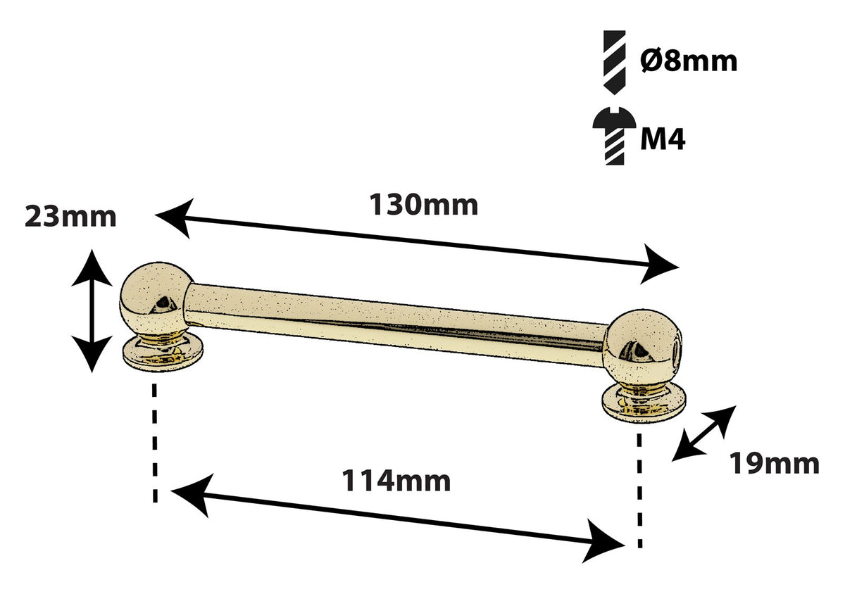 TL13D114-BR Coquille Tube 114mm Doré Double Tirant X1