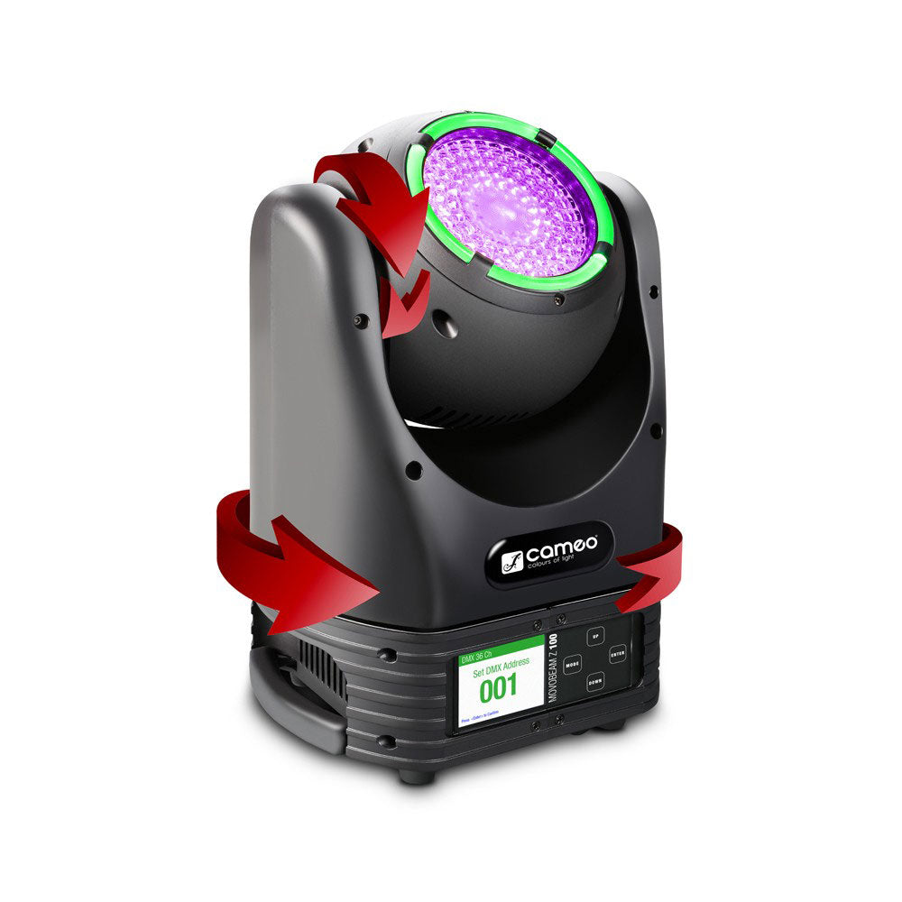 Movo Beam Z 100 - Projecteur Asservi Avec Couronne De Led Rotation Illimite Et