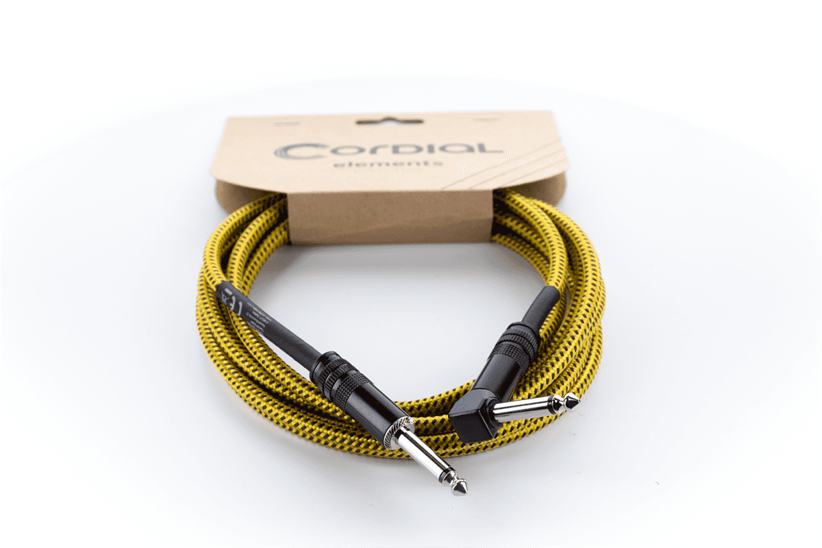 Cable Guitare Jack Droit /Coudé 3 M Tweed Jaune