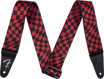 Wavy Checkerboard Polyester Strap Red
