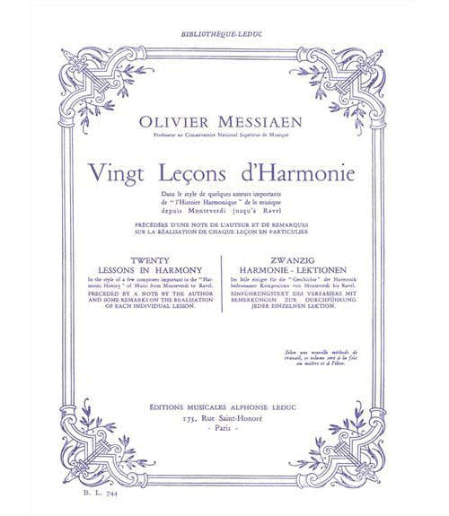 MESSIAEN OLIVIER - 20 LEÇONS D'HARMONIE