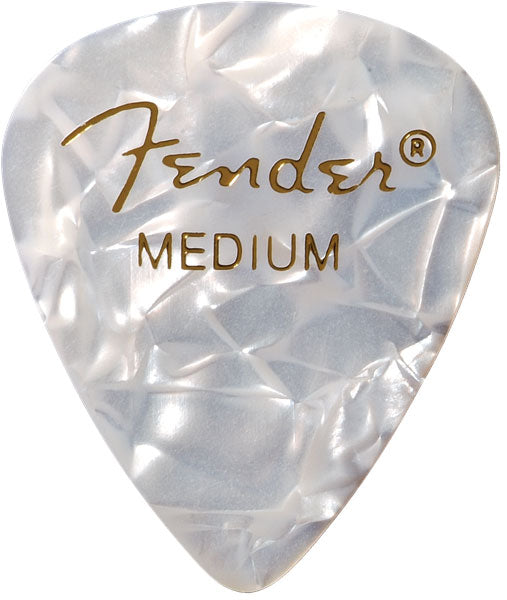 Fender Premium Celluloid 351 Shape Picks Medium White Moto 12 Pack