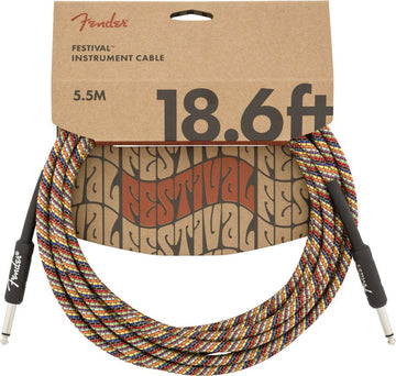 5,5m Festival Instrument Cable Pure Hemp Rainbow