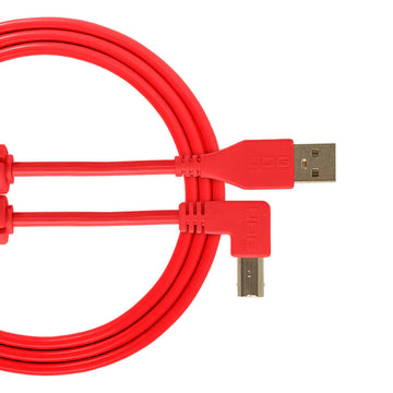 U 95004 RD - Câble USB 2.0 A-B Rouge Coudé 1m