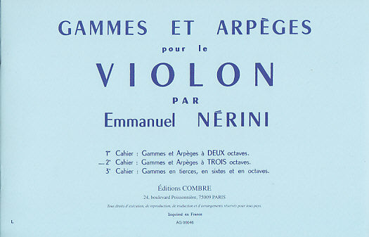 Combre Nerini Emmanuel - Gammes et Arpeges Vol.2 - Violon