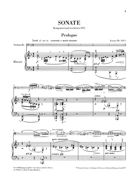 Debussy C. - Sonata For Violoncello And Piano