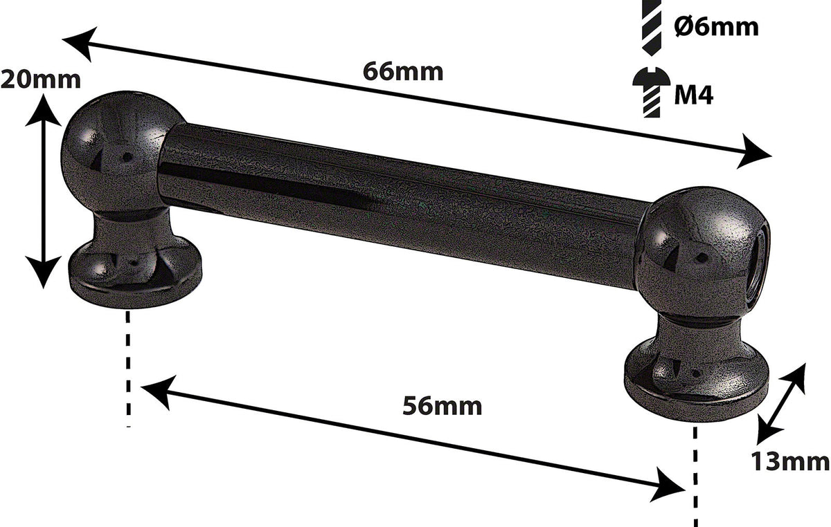 TL12D56-Bk Coquille Tube 56mm Noir Double Tirant (X1)