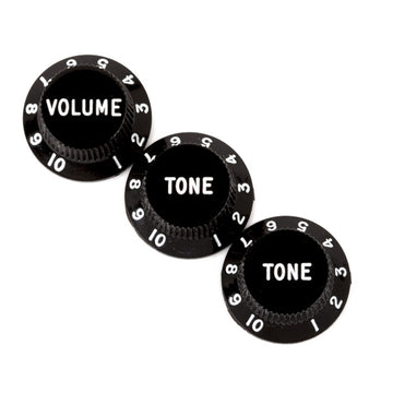 Stratocaster Knobs Black (Volume Tone Tone) (3)