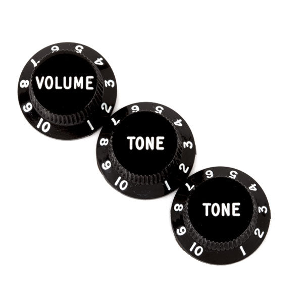 Fender Stratocaster Knobs Black (Volume Tone Tone) (3)