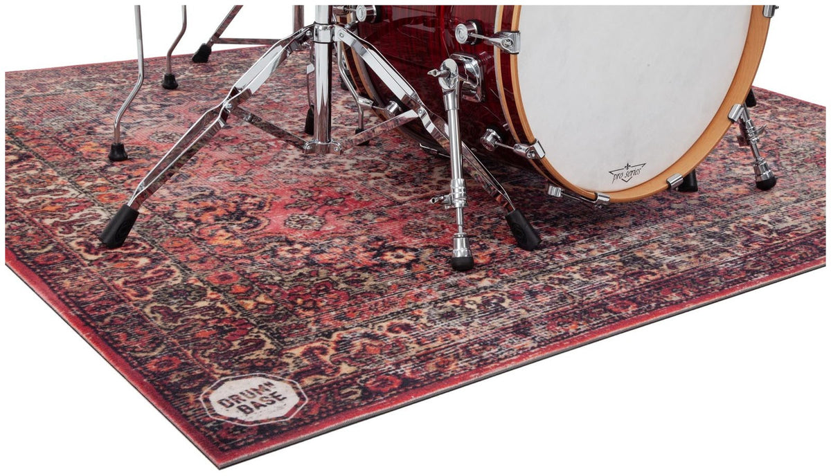 Suspension Libre & Réduction du Bruit d'Impact de 27dB - Tapis de Batterie 1.50 x 1.30m - Persian Worn Red