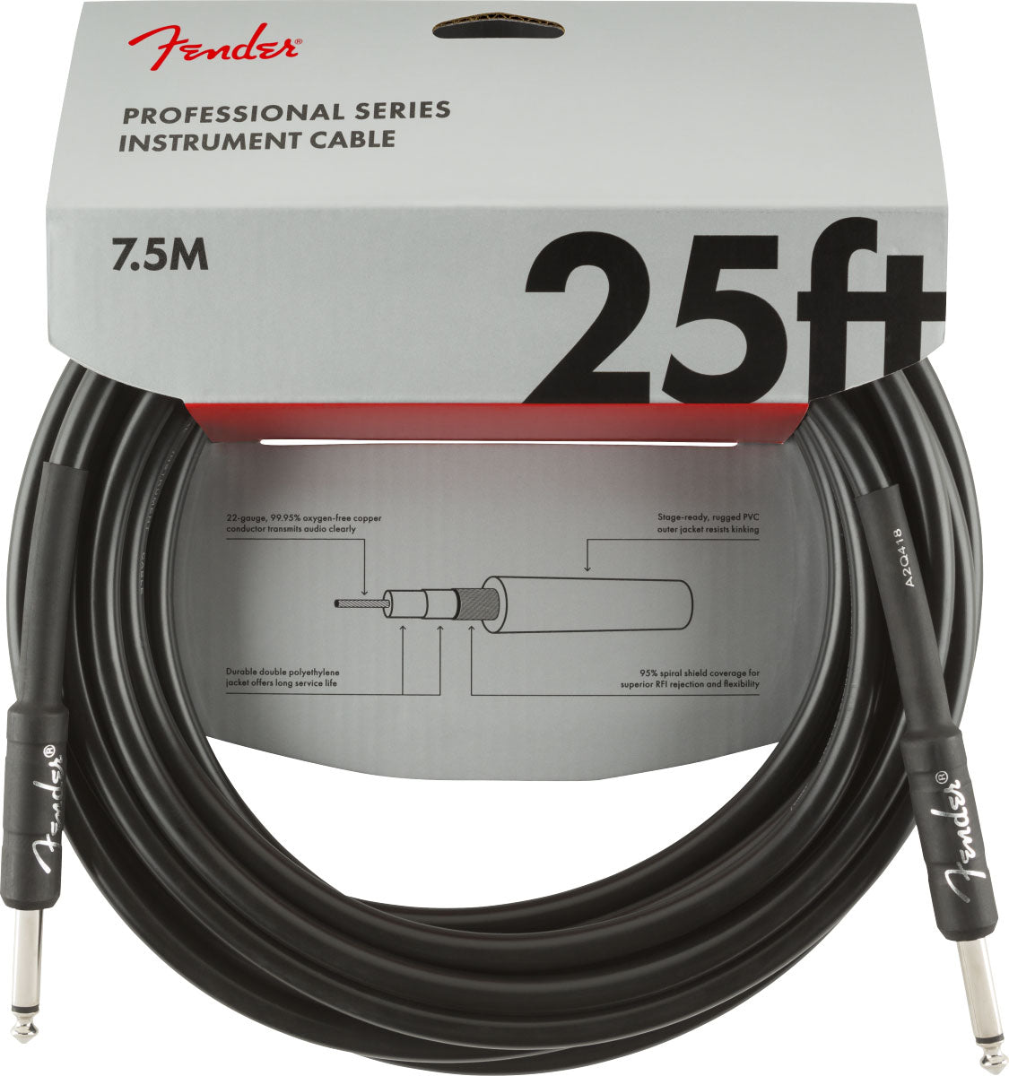 7,5m Professional Instrument Cable Black