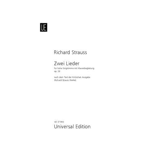 Universal Edition Strauss - 2 Lieder Op. 26 TRV 166 - High Voice et Piano