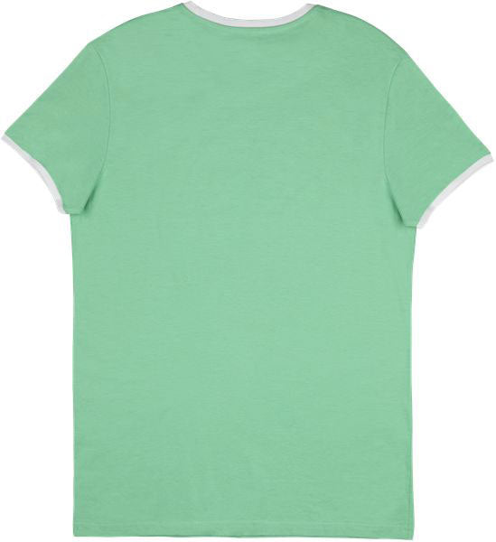"XL" Beer Label Men's Ringer Tee Sea Foam Green/White