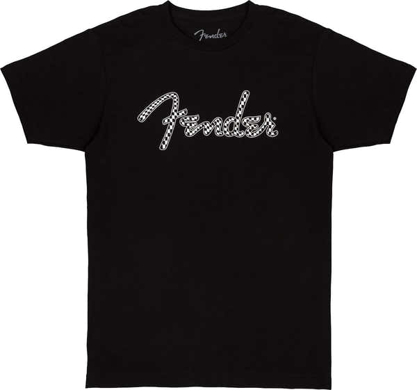 Fender "M" Spaghetti Wavy Checker Logo Tee Black