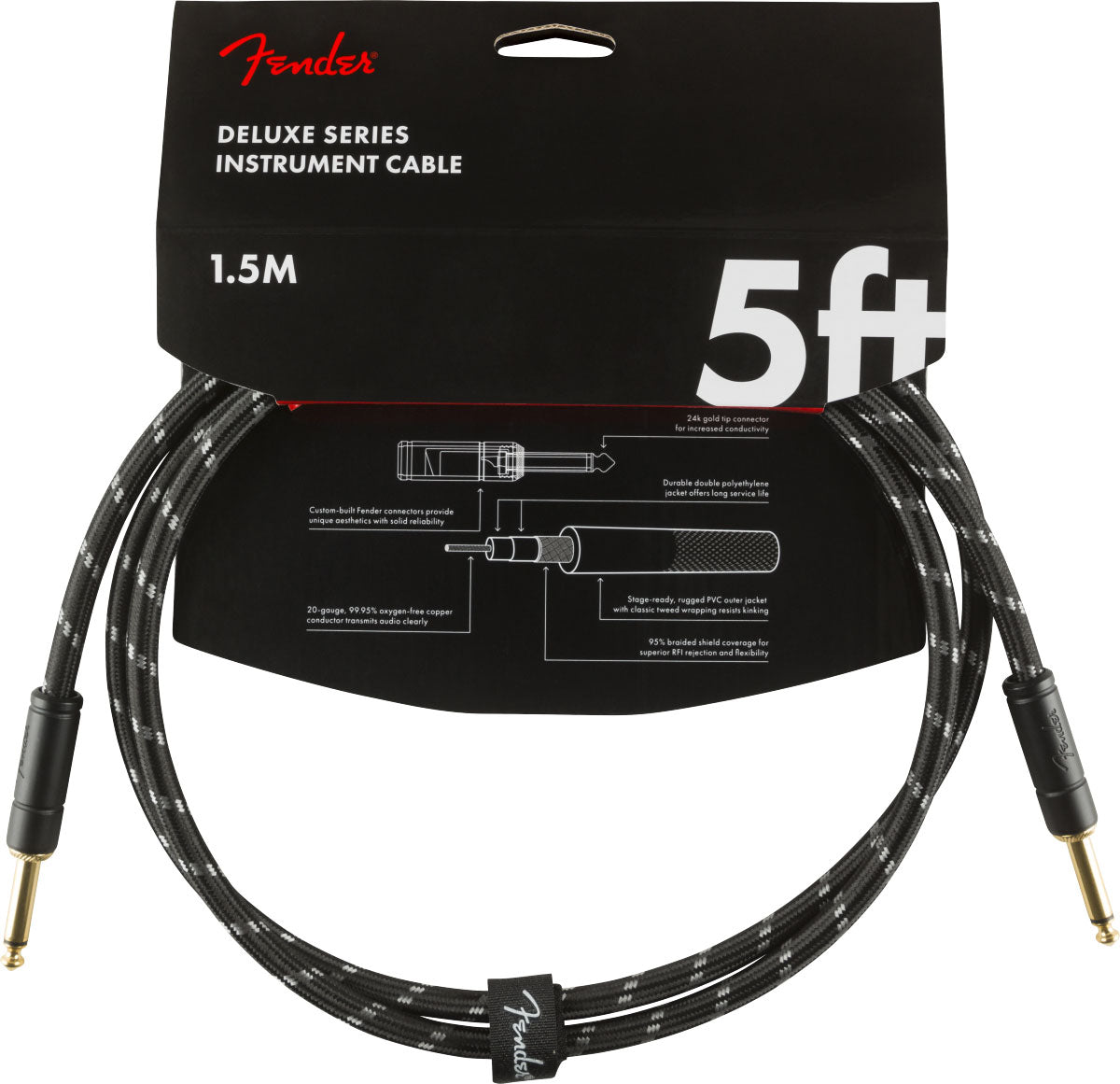1,5m Deluxe Instruments Cable Black Tweed