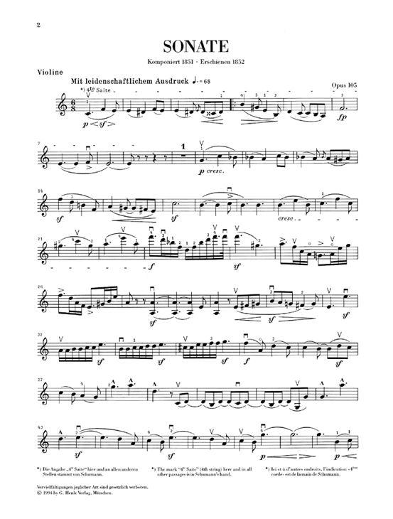 Schumann R. - Sonata For Piano And Violin A Minor Op. 105