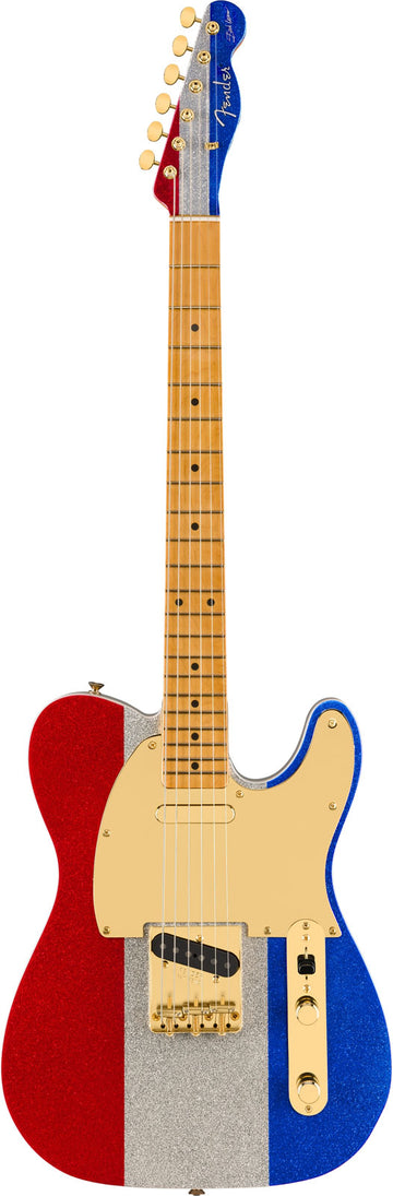 Telecaster Signature Buck Owens Mn Red Silver Blue Sparkle