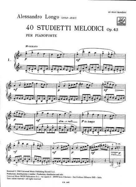 Longo A. - 4 Little Melodic Studies for Small Hands Without Octaves OP.43 - Piano
