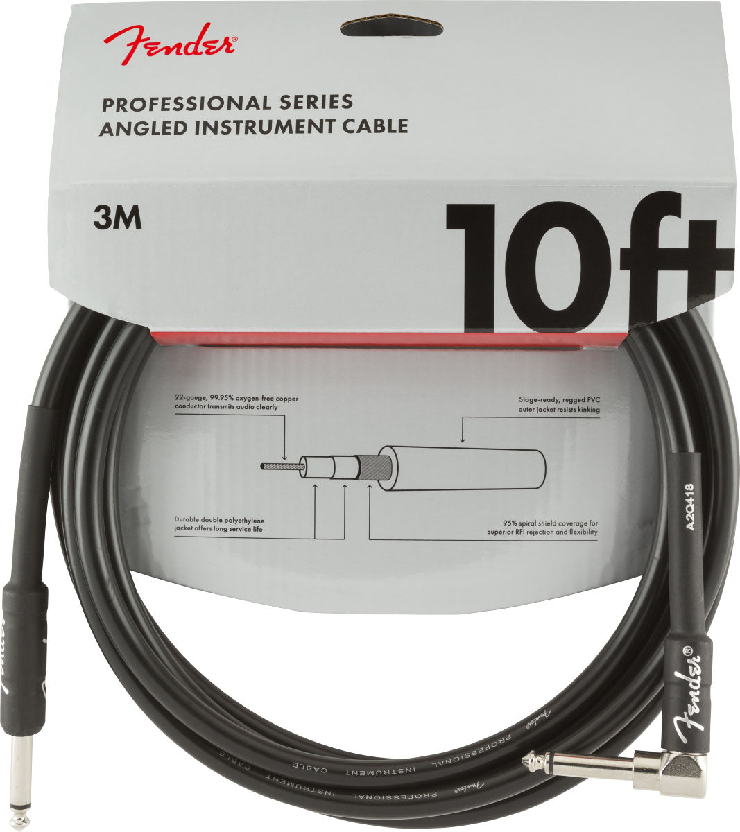 Fender 3m Professional Instrument Cable Black