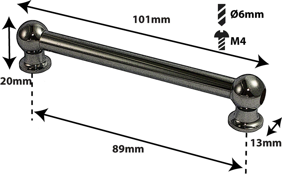 TL1D89-Bk Coquille Tube 89mm Noir Double Tirant (X1)