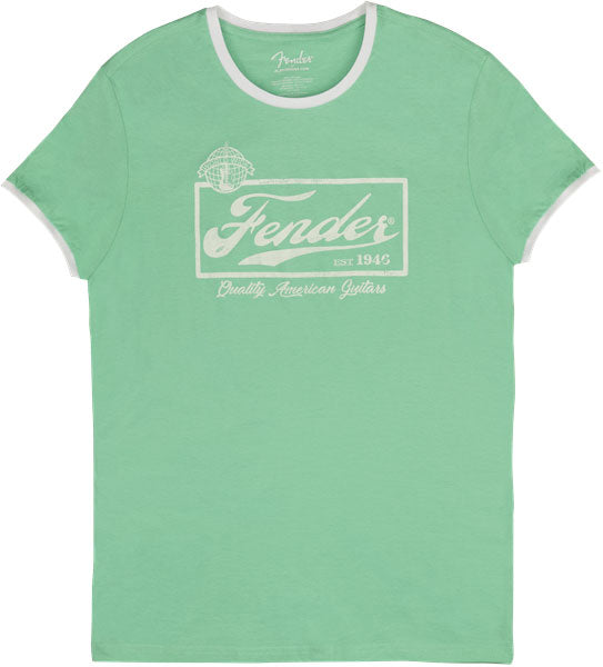 "XL" Beer Label Men's Ringer Tee Sea Foam Green/White