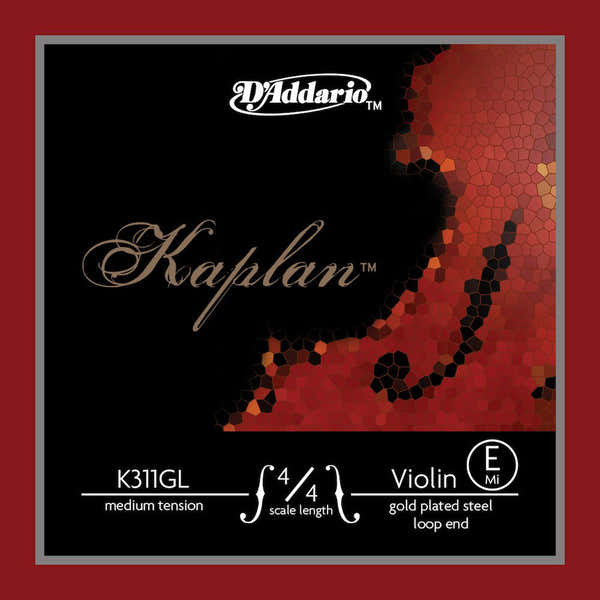CORDE SEULE (MI) PLAQUEE OR POUR VIOLON KAPLAN EXTREMITE A BOUCLE MANCHE 4/4 TENSION MEDIUM