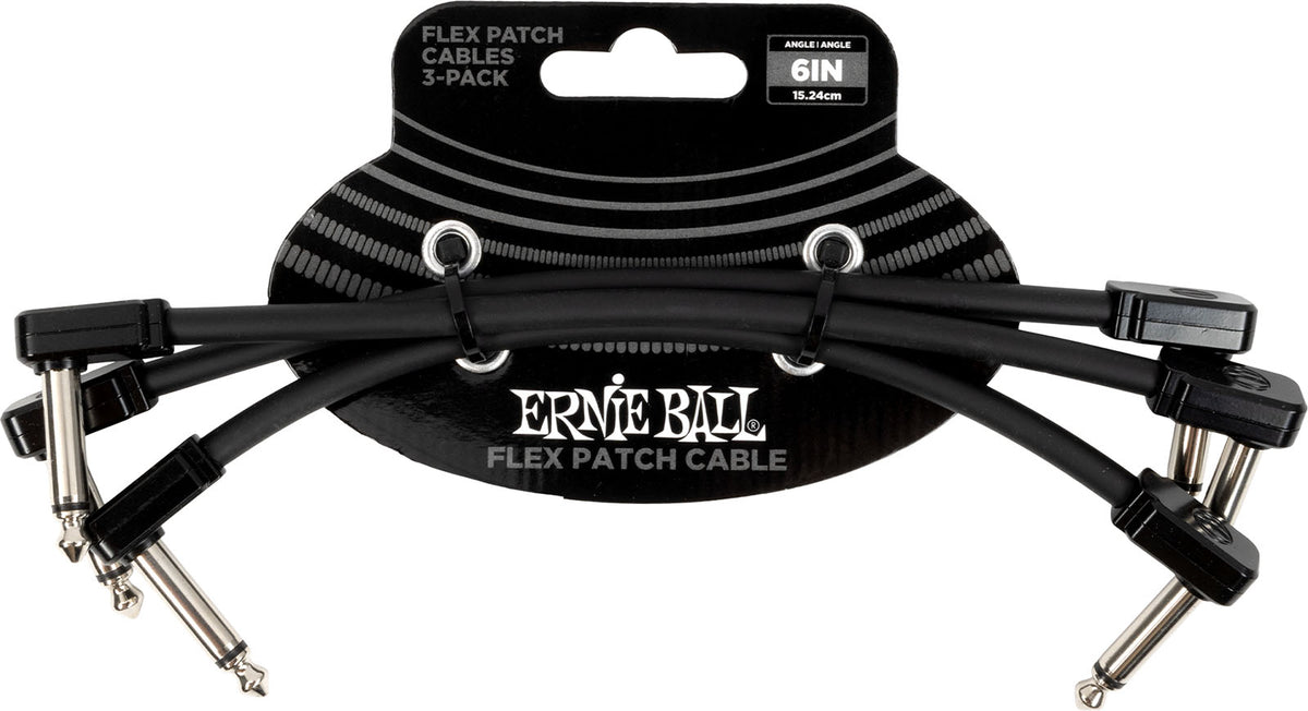 Ernie Ball Cable Patch Flex 15CM - Pack 3 Noir