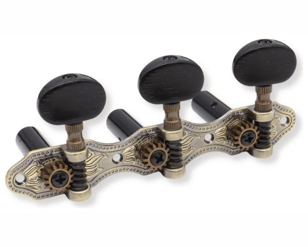 MÉCANIQUES CLASSIQUE 3+3 HAUSER BOUTON ET AXE NOIR LAITON VIEILLI