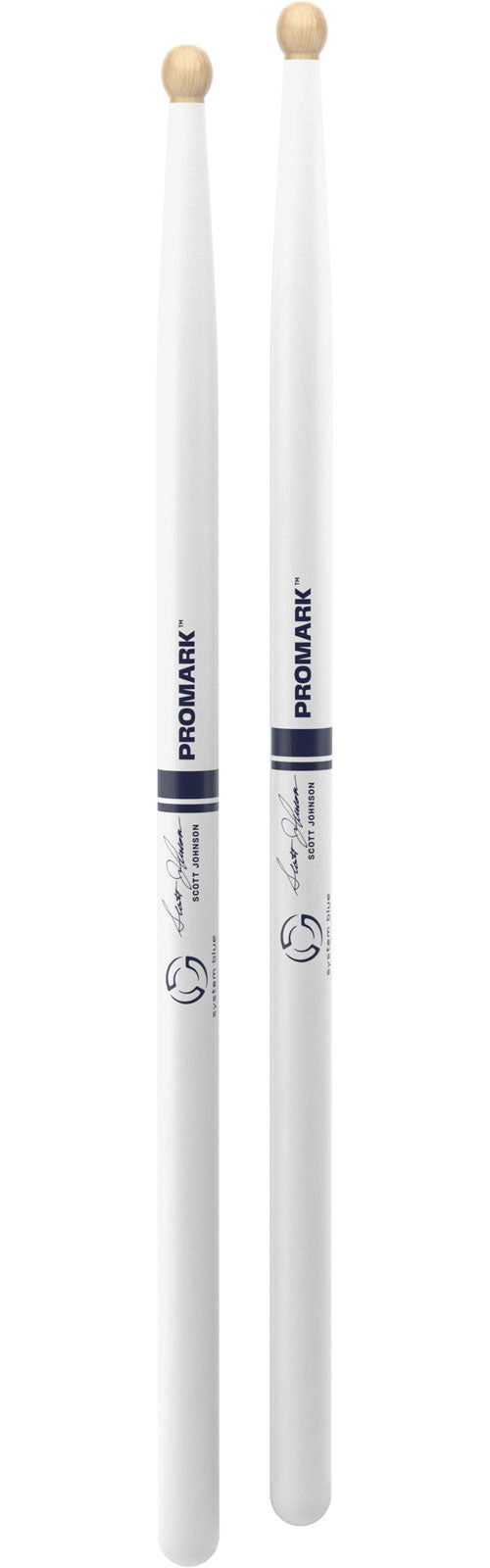 TXDC17W-WHITE - American Hickory Scott Johnson Marching Drumsticks