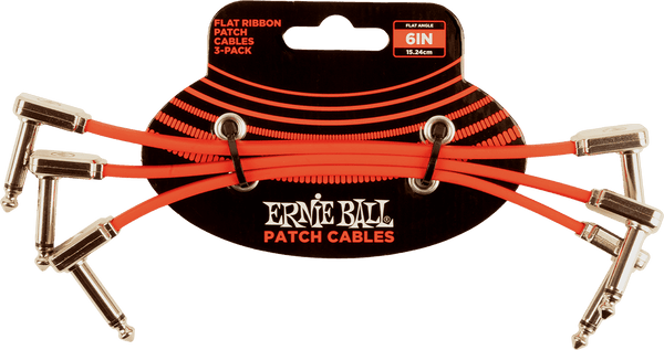 Cables Instrument Patch Pack de 3 - Coude Fin & Plat - 15 CM - Rouge