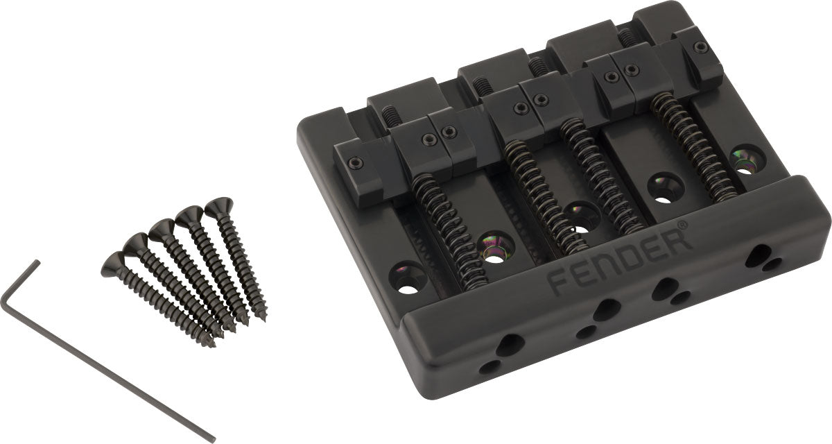 Fender HiMass 4-String Bass Bridge Assembly With Brass Saddles Black