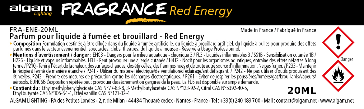 Parfum pour Liquide à Fumée et Brouillard Red Energy 20ML