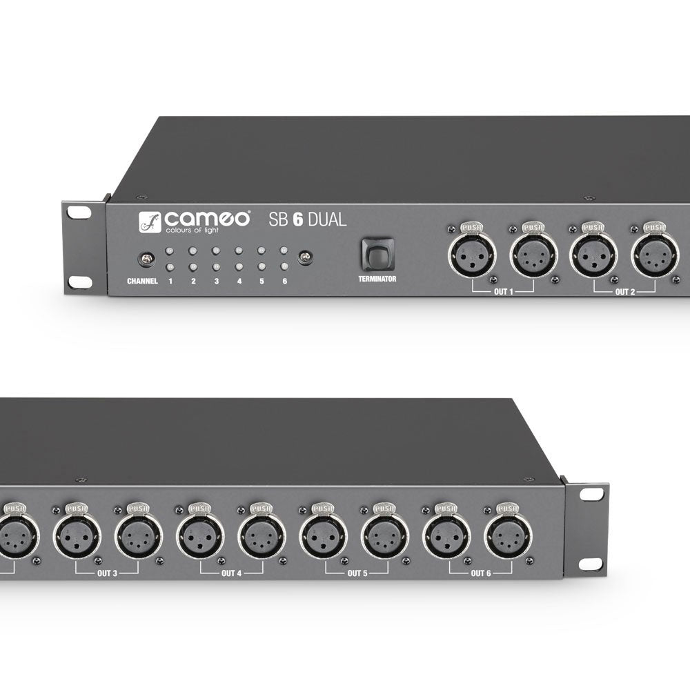 SB 6 Dual - SPLITTER-booster DMX 6 Canaux (XLR 3 Points et XLR 5 Points)