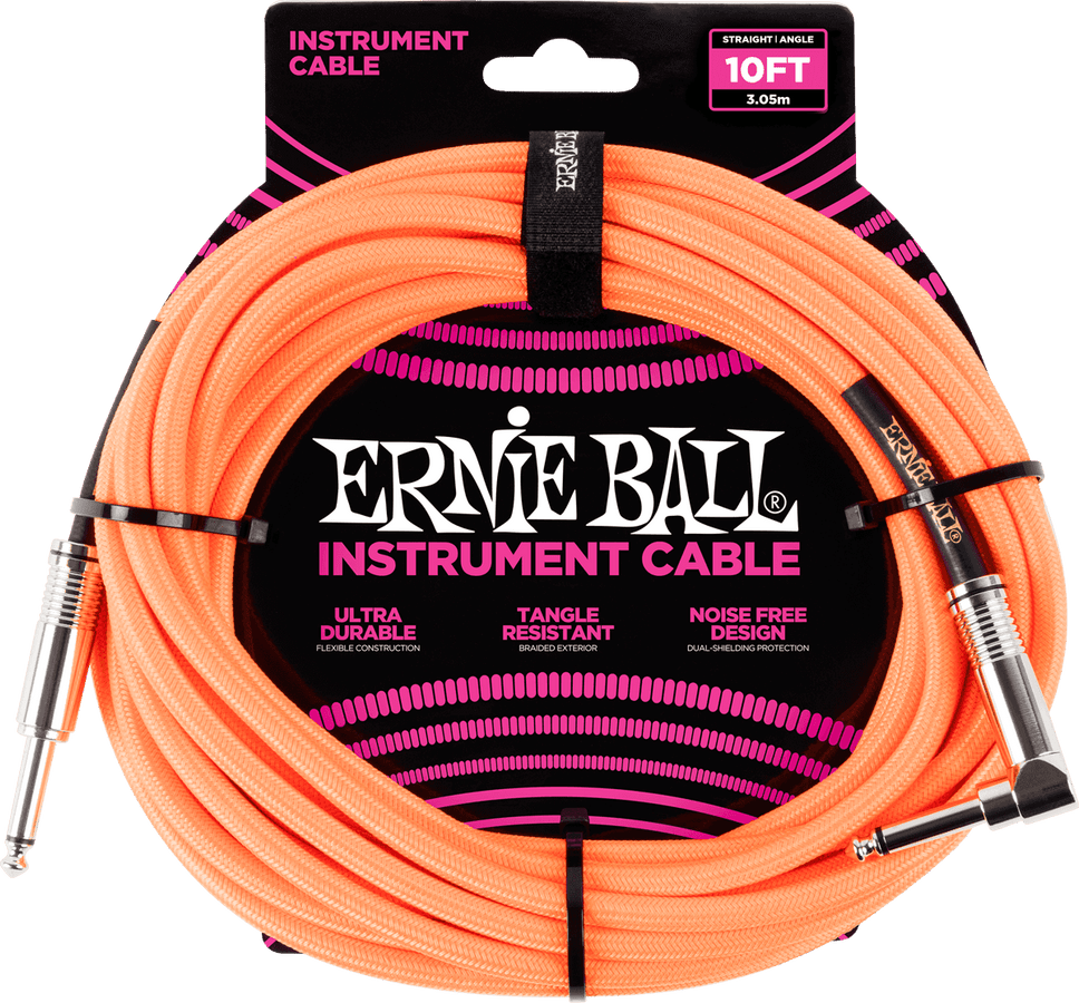 Cables Instrument Gaine Tisse Jack/jack Coudé 3M Orange