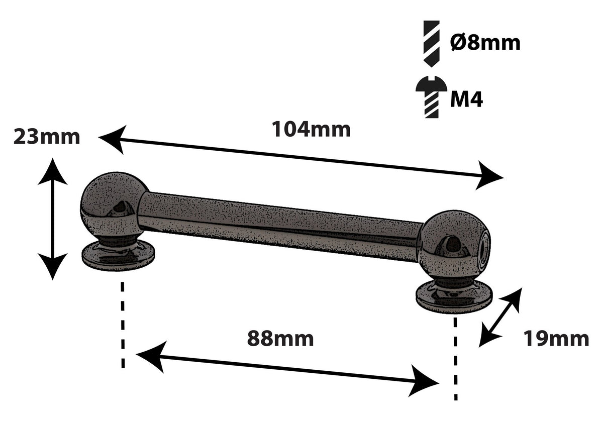 TL13D88-Bk Coquille Tube 88mm Noir Double Tirant X1
