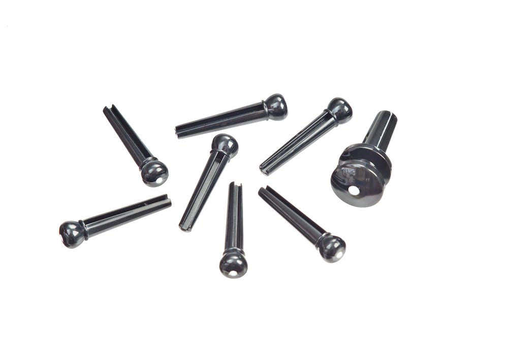 Bridge Pins With End Pin Set Ebony With Ivory Dot