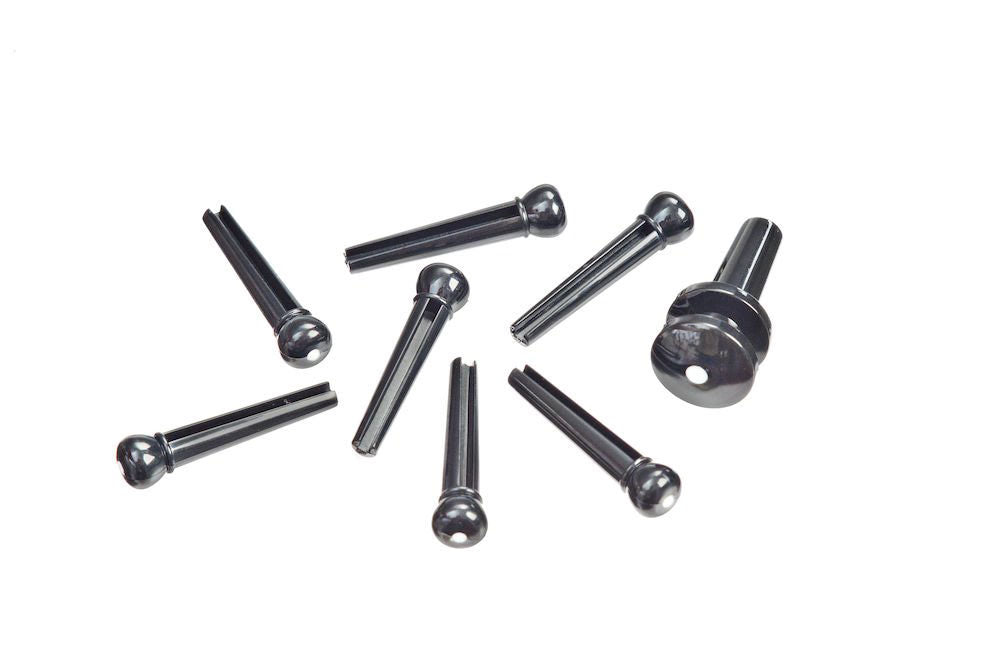 Bridge Pins With End Pin Set Ebony With Ivory Dot