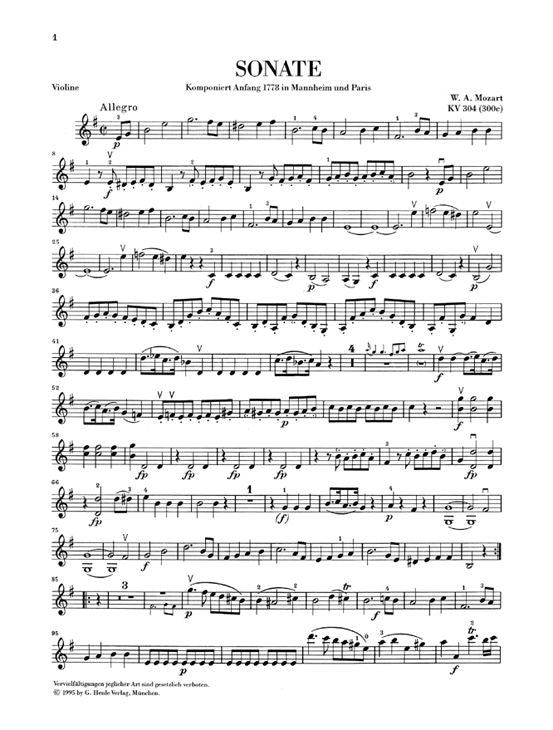 Mozart W.a. - Violin Sonata E Minor K. 304 (300C)