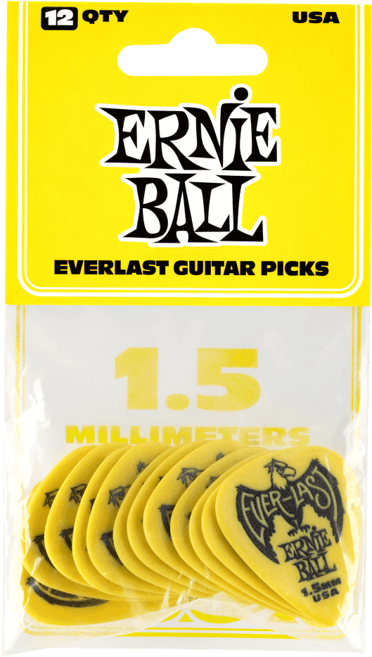 Médiators Everlast Sachet de 12 Jaune 1,5Mm
