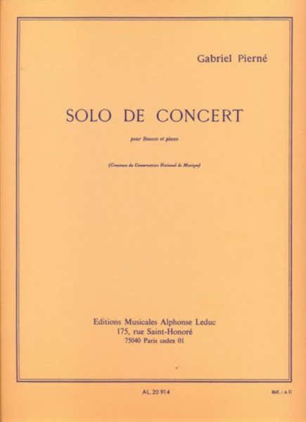 Leduc Pierne Gabriel - Solo De Concert - Basson & Piano