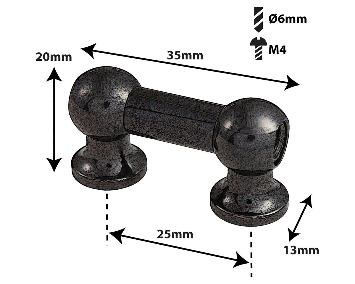 TL12D25-Bk Coquille Tube 25mm Noir Double Tirant (X1)