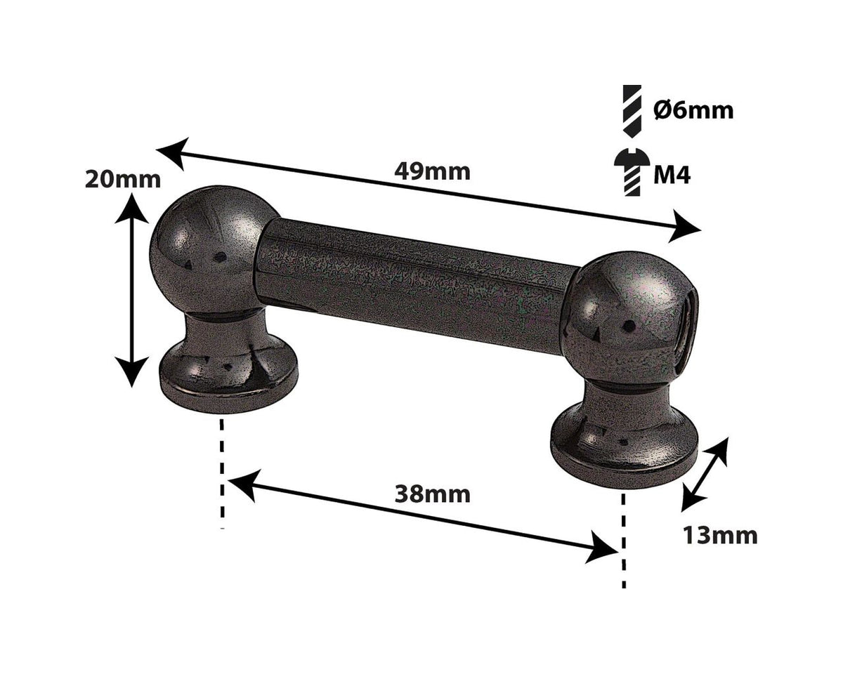 TL12S38-Bk Coquille Tube 38mm Noir Mono Tirant (X1)