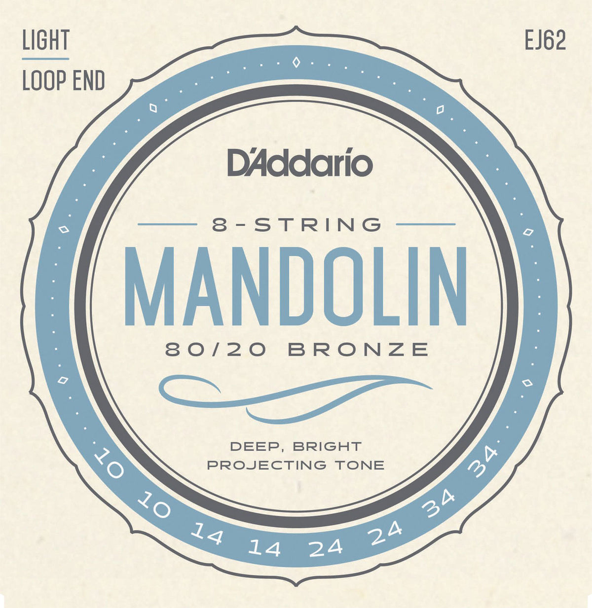 EJ62 80/20 Bronze Mandolin Strings Light 10-34