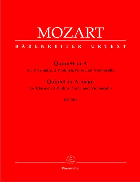 Barenreiter Moz W.A. - Quintette En La Majeur Kv 581 - Clarinette 2 Violons Alto Violoncelle