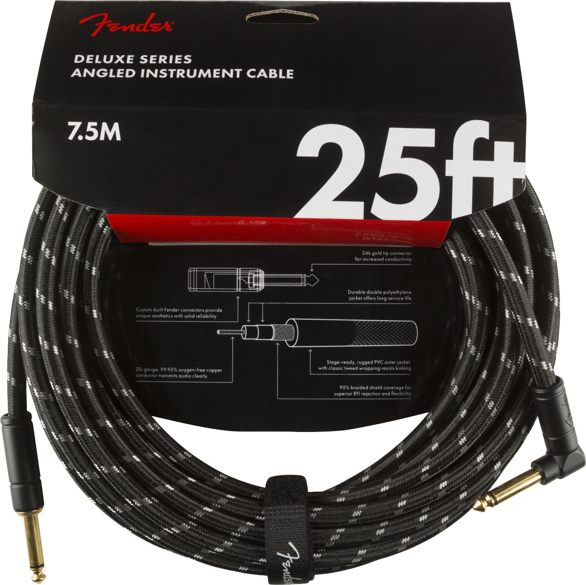 7,5m Deluxe Instrument Cable Black Tweed