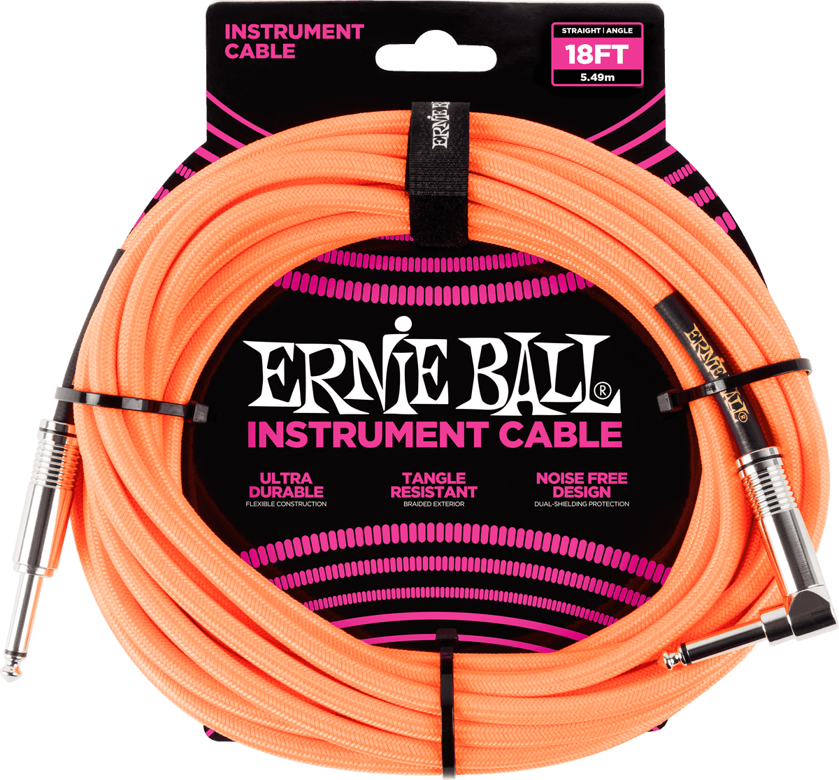Cables Instrument Gaine Tisse Jack/jack Coudé 5,5M Orange