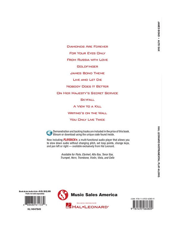 HAL LEONARD INSTRUMENTAL PLAY ALONG - JAMES BOND - SAXOPHONE ALTO