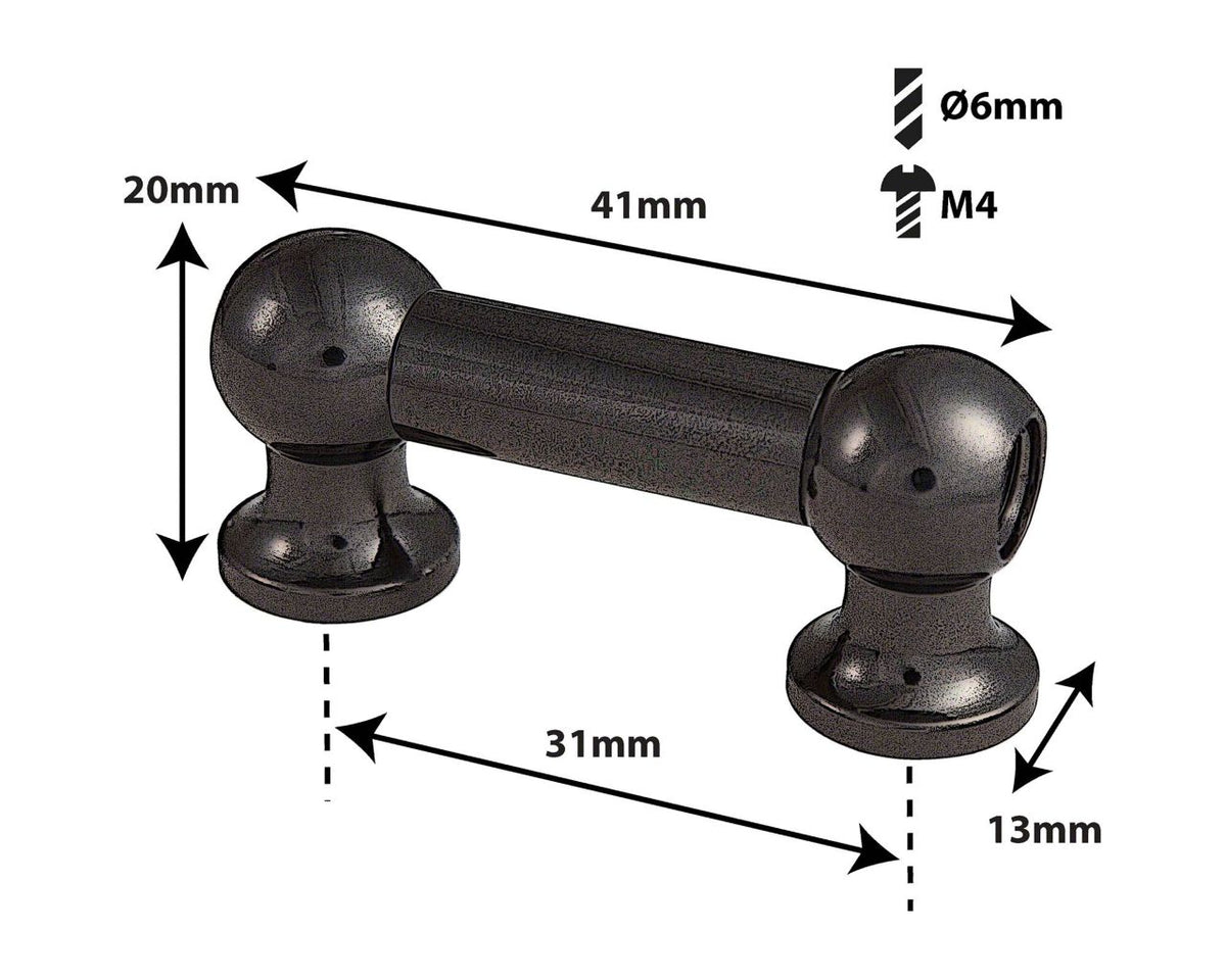 TL12D31-Bk Coquille Tube 31mm Noir Double Tirant (X1)