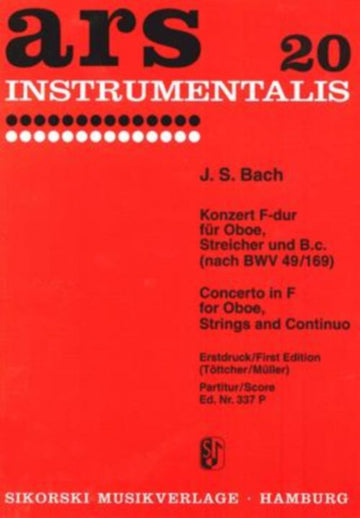 Jean-Sebastien - Concerto In F Major For Oboe Strings And Basso Continuo - (Bwv 49/169) - Scor